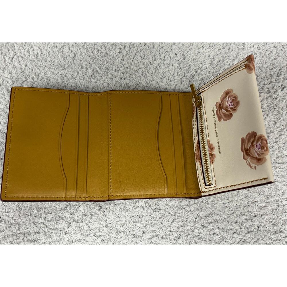 Coach Cream Leather Floral Small Flap Wallet D1880 #76946 - Picture 8 of 10